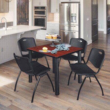 KEE Square Tables > Breakroom Tables > Kee Square Table & Chair Sets, 36 W, 36 L, 29 H, Cherry TB3636CHBPBK47BK